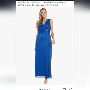 R&M Richards Womens Long Crinkle Pleated Dress